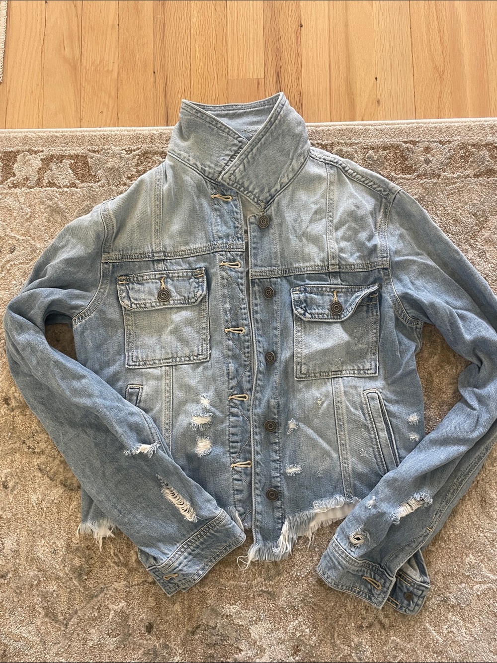 Hidden Jeans Light Blue Distressed Cropped Denim Jacket - Picture 5 of 6